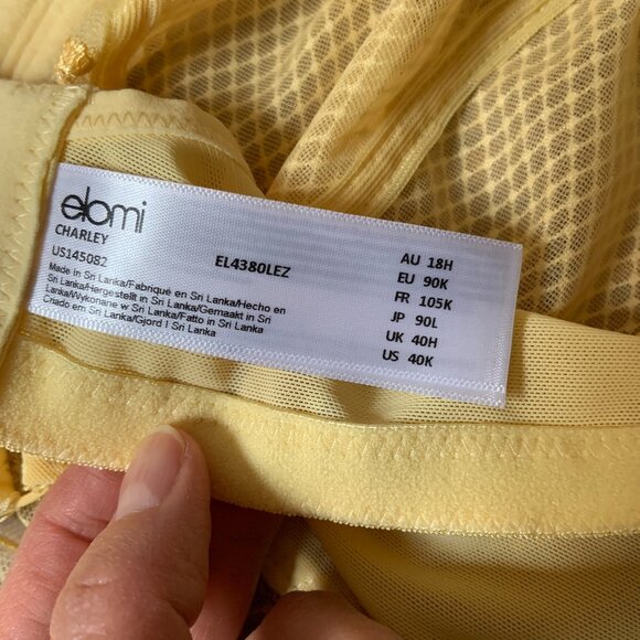 Elomi Charley Underwire Stretch Plunge Bra Yellow Lemon Fizz Size 40K - Picture 6 of 9